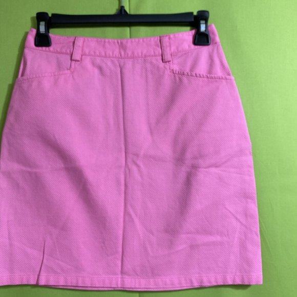 Tori Richard Women Pink A Line Mini Skirt Semi Texture Back Zip Front Pocket Sz2 - Picture 3 of 10